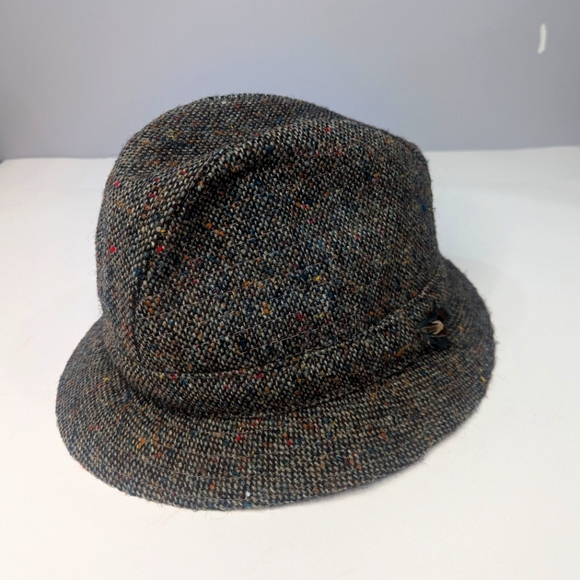 Vintage  Hats Of Ireland Castlebar Wool Donegal Tweed Fedora Hat Size 7.5 (61) - Picture 1 of 11